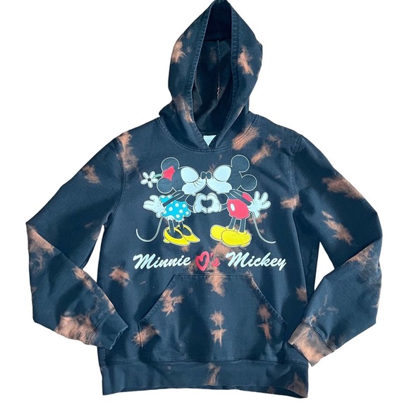 Disney Store Bleach Dyed Minnie Mickey Reworked Hoodie Youth Girls Large - Picture 4 of 7